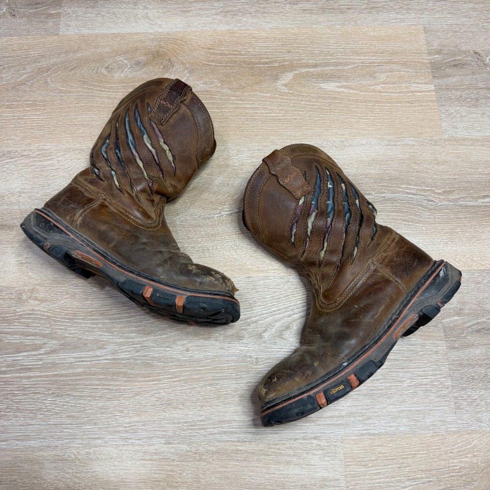 Cody James Decimator Western Work Boots Brown Leather American Flag 11D DBP-3-A